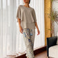 💖Set pantaloni imprimați și top cu gât rotund pentru femei-6