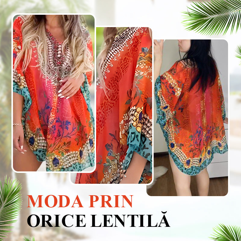 [S-5XL]💃Rochie Boho cu Imprimeu și Volane, Decolteu în V-6
