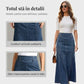 Fustă lungă din denim pentru femei-7