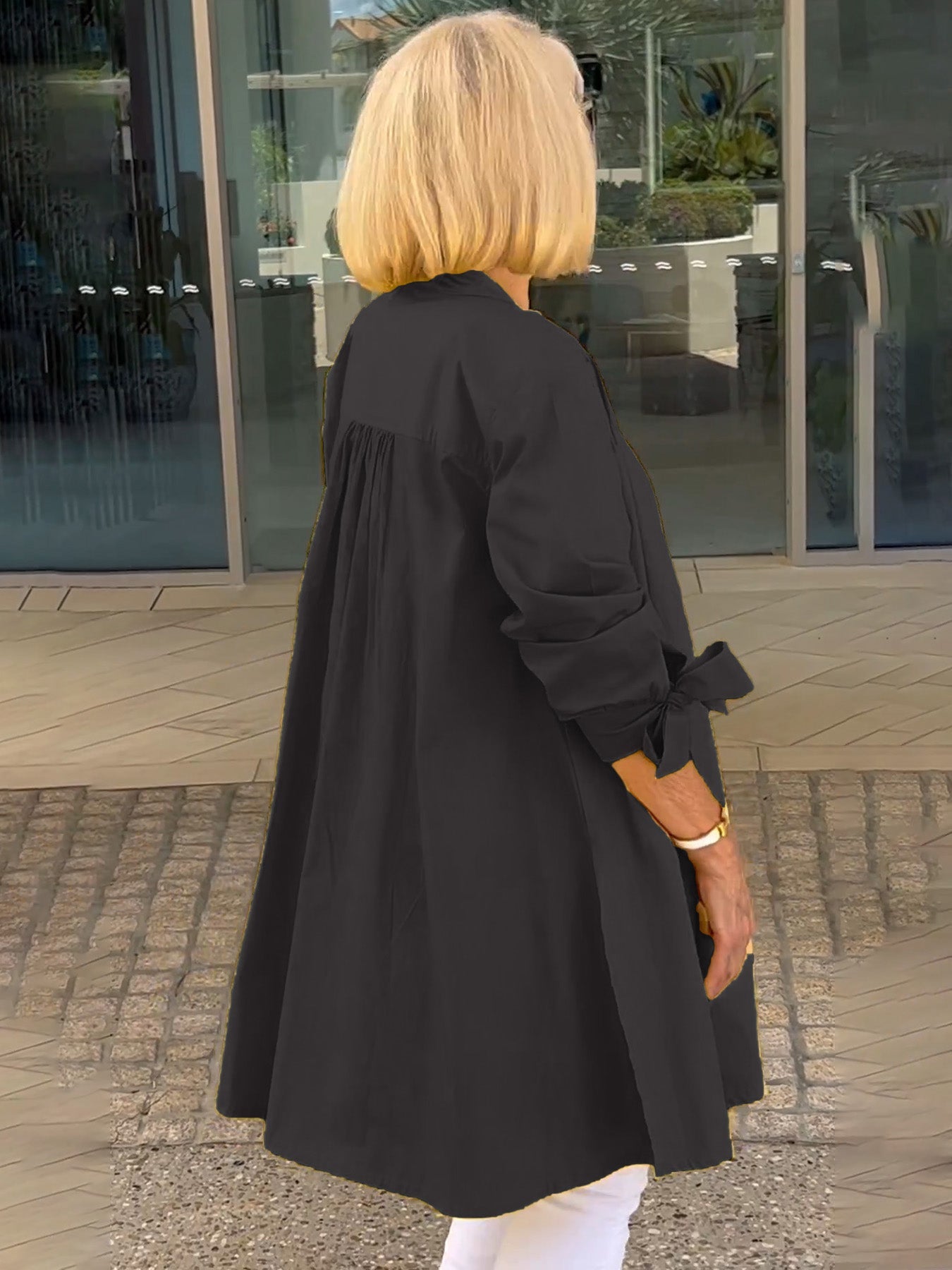 💕 Confortabile🌸Jachete lungi din bumbac de culoare solidă pentru femei-20