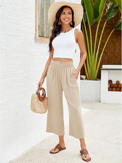 💫 Pantaloni lungi de zi din in pentru femei