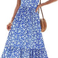 💃Rochie Maxi de Vară pentru Femei, Fără Mâneci, cu Model Floral Soare, Decolteu Pătrat, Casual, Volane, cu Buzunare