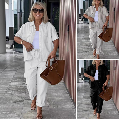 💖Костюм от памук и лен - удобна риза и панталон