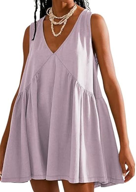 💃 Rochie mini de vară fără mâneci, cu decolteu în V, pentru femei-19