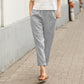 🌷【S-5XL】🥰Pantaloni largi din bumbac și in pentru femei în mărimi mari💖-4