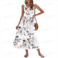 💃Rochie Maxi de Vară pentru Femei, Fără Mâneci, cu Model Floral Soare, Decolteu Pătrat, Casual, Volane, cu Buzunare