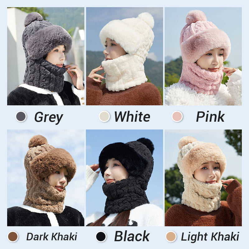 Women's Winter Warm Windproof Plush Scarf Hat