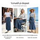 Fustă lungă din denim pentru femei-8