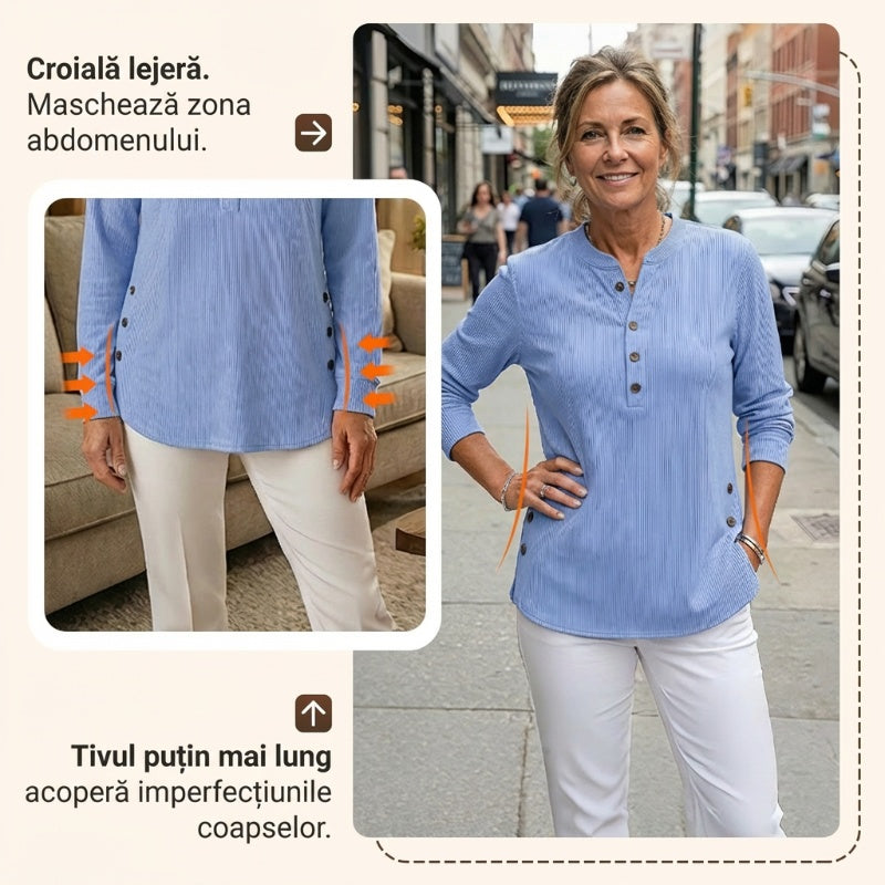 🎉 Bluză Henley din catifea pentru femei – elegantă, moale și versatilă 🧥📦-2