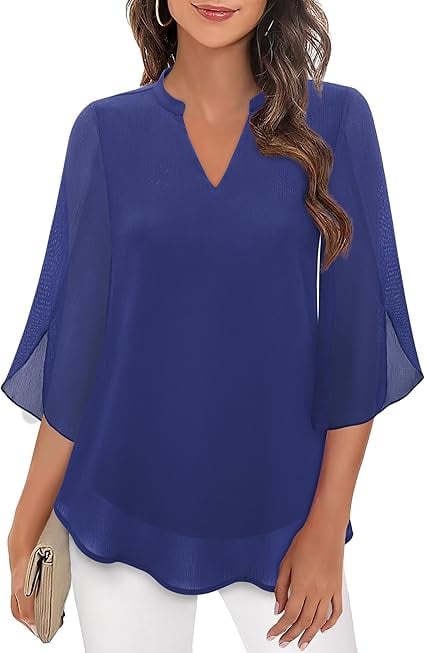 💖2026👚 Elegantă Cămașă din Șifon cu Decolteu în V - Stil Rafinată pentru Orice Ocazie!-11