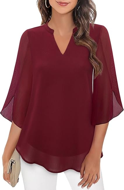 💖2026👚 Elegantă Cămașă din Șifon cu Decolteu în V - Stil Rafinată pentru Orice Ocazie!-15