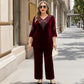 💞Set top și pantaloni din catifea cu strasuri pentru femei-1