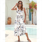 💃Rochie Maxi de Vară pentru Femei, Fără Mâneci, cu Model Floral Soare, Decolteu Pătrat, Casual, Volane, cu Buzunare