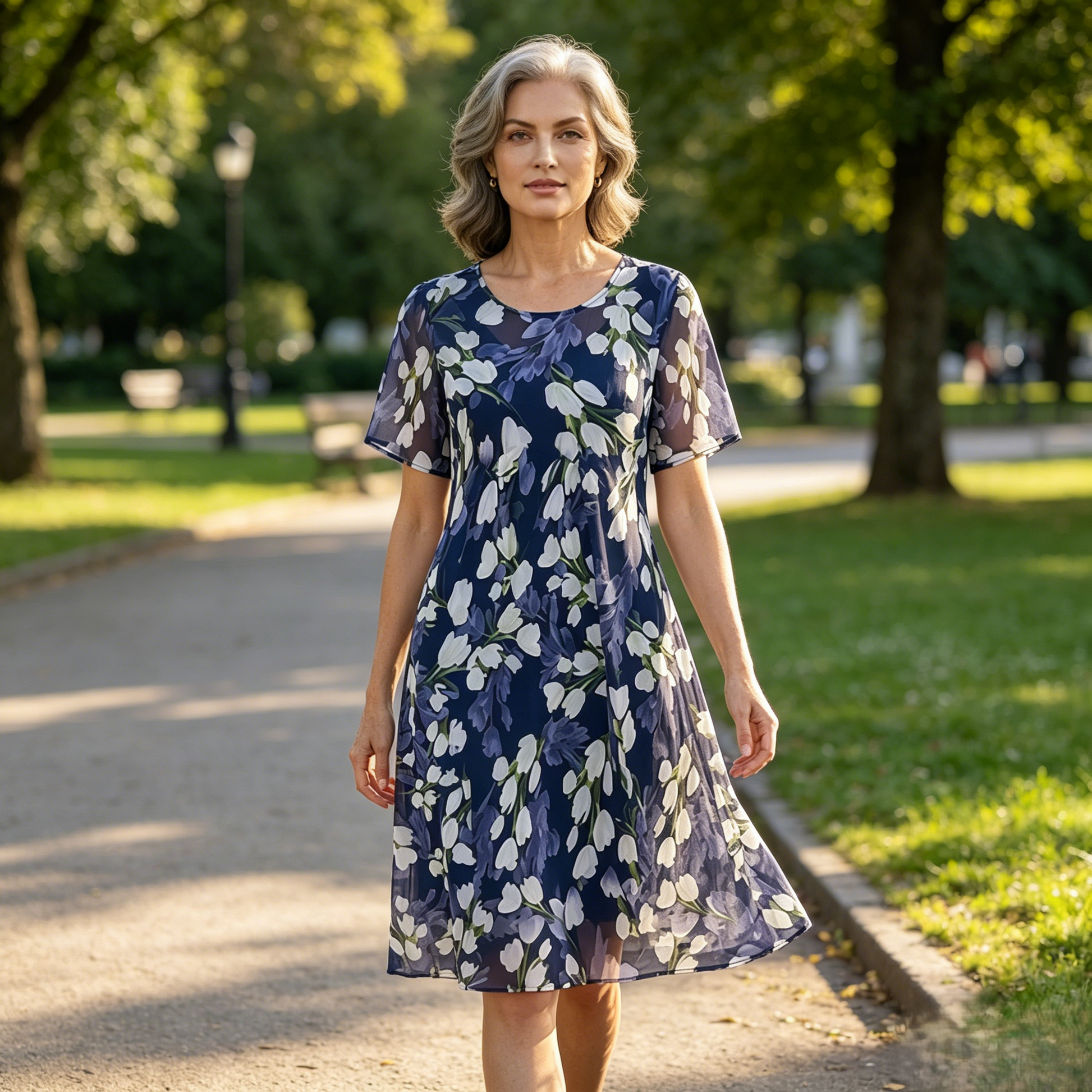 Rochie din șifon cu imprimeu floral-1