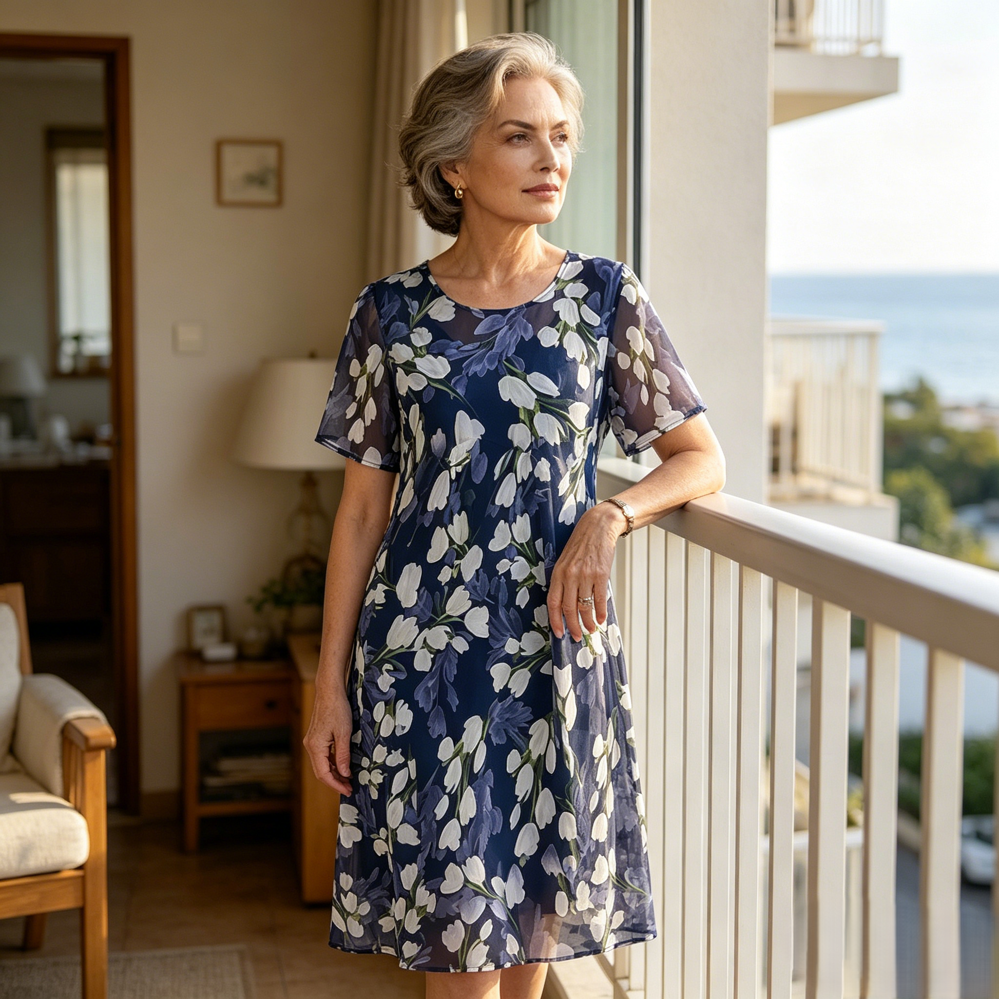 Rochie din șifon cu imprimeu floral-2