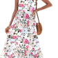 💃Rochie Maxi de Vară pentru Femei, Fără Mâneci, cu Model Floral Soare, Decolteu Pătrat, Casual, Volane, cu Buzunare