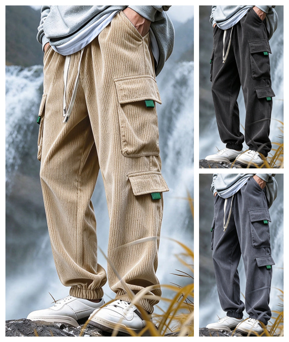 👖 Herren Freizeit Cordhose mit Cargotaschen