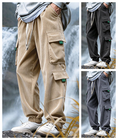 👖 Herren Freizeit Cordhose mit Cargotaschen