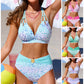 🌊👋Set bikini cu talie înaltă și imprimeu leopard în degrade👙