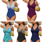 ☀️🏖️Costum de baie dintr-o singură piesă pentru femei, cu efect de modelare a taliei😍-23