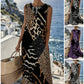 💐Rochie lungă fără mâneci, cu imprimeu leopard în stil patchwork