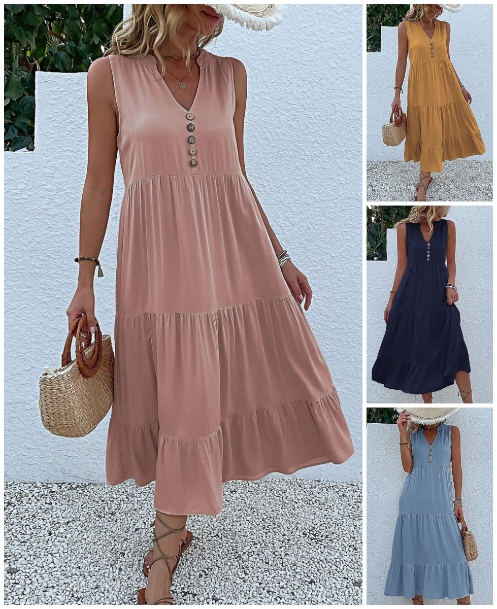 Rochie modernă cu nasturi în față-1