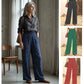 Oferte speciale pentru mărimi mari😍Pantaloni largi cu talie înaltă și smocuri pentru femei