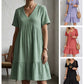 😍【S-3XL】👗Rochie lungă casual cu mânecă scurtă