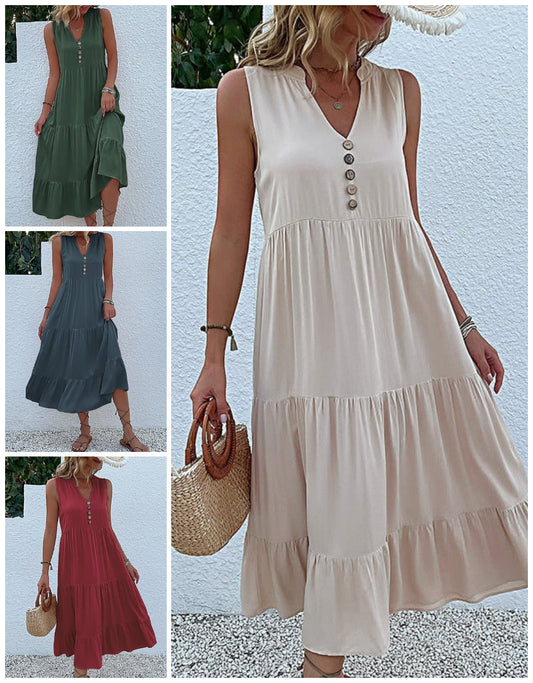 Rochie modernă cu nasturi în față