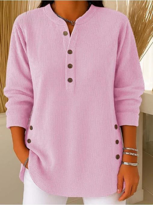 🎉 Bluză Henley din catifea pentru femei – elegantă, moale și versatilă 🧥📦-11