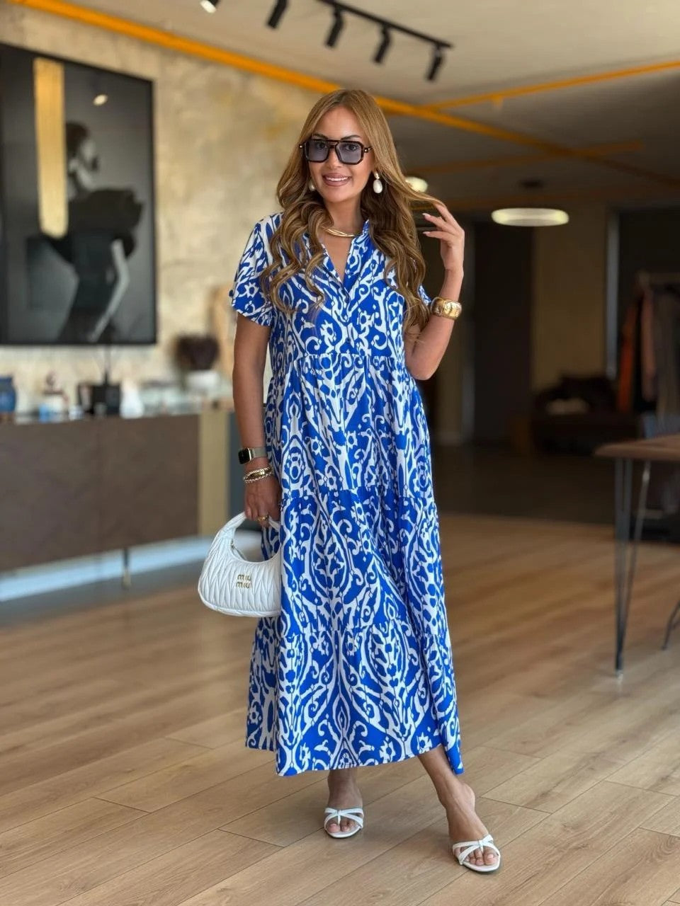💃Rochie lungă casual pentru femei, cu imprimeu și croi în A-1