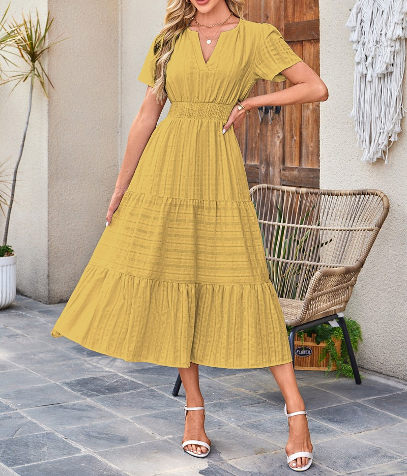 👗Rochii lungi casual de vară pentru femei, cu mâneci scurte și decolteu în V-1