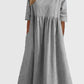 【S-5XL】👗Rochie din bumbac cu decolteu rotund și buzunare-9