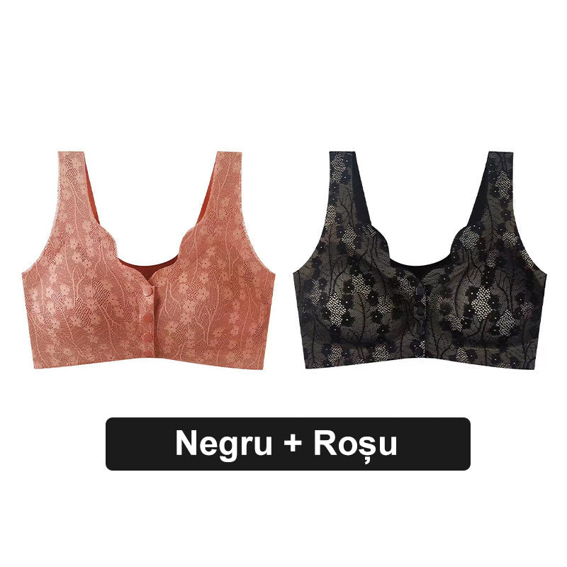 Sutien sexy, respirabil și confortabil cu nasturi de dantelă în dimensiuni mari-15