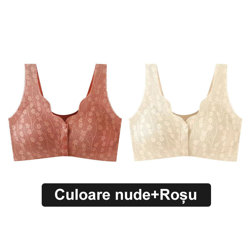 Sutien sexy, respirabil și confortabil cu nasturi de dantelă în dimensiuni mari-18