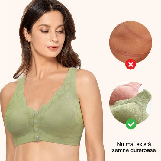 Sutien sexy, respirabil și confortabil cu nasturi de dantelă în dimensiuni mari