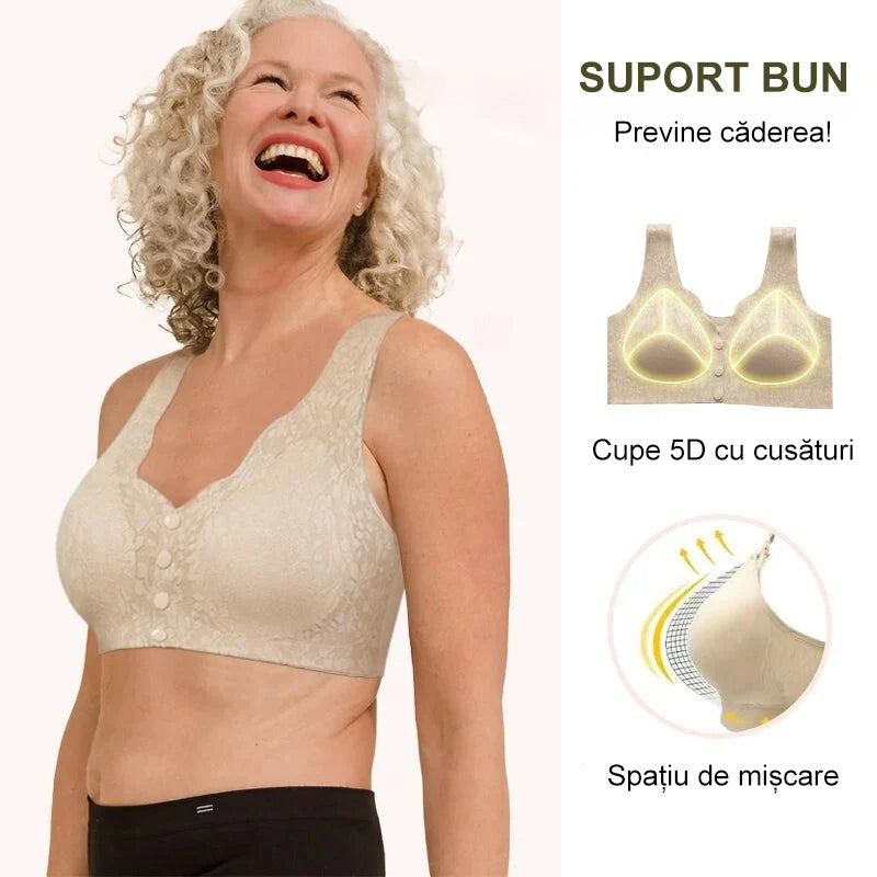 Sutien sexy, respirabil și confortabil cu nasturi de dantelă în dimensiuni mari-1