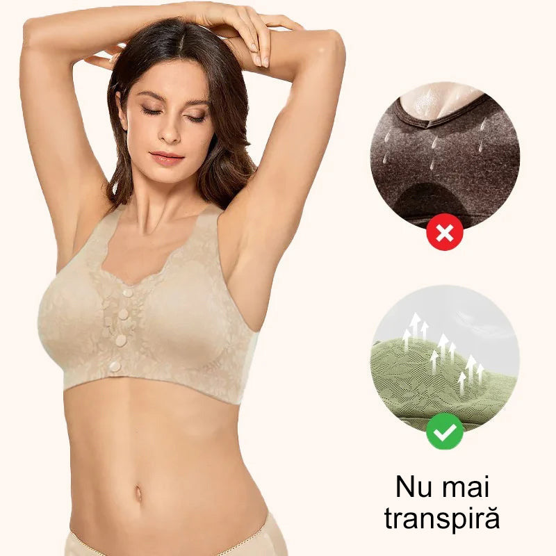 Sutien sexy, respirabil și confortabil cu nasturi de dantelă în dimensiuni mari-2