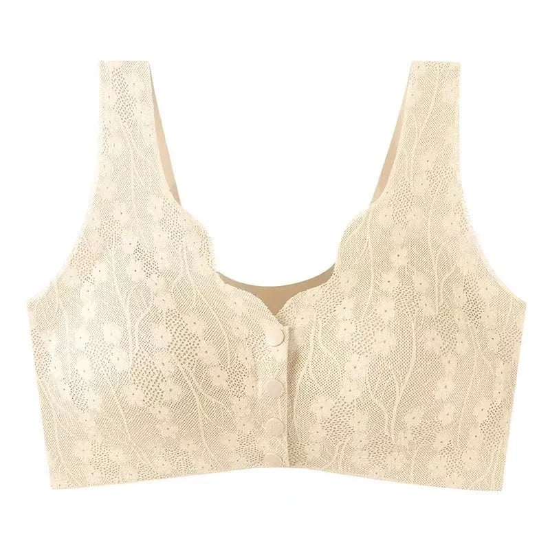 Sutien sexy, respirabil și confortabil cu nasturi de dantelă în dimensiuni mari-5
