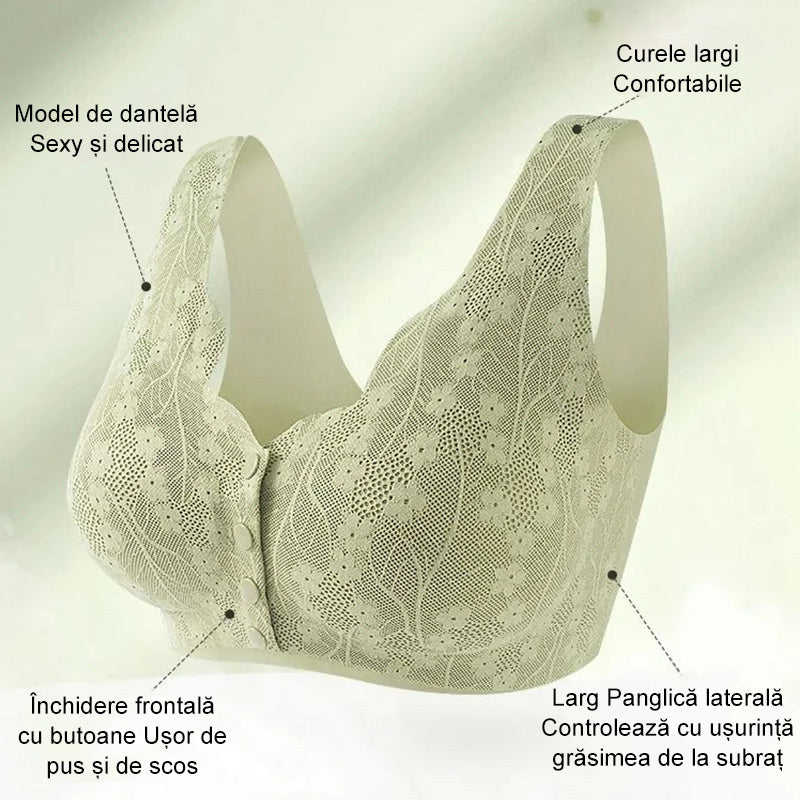 Sutien sexy, respirabil și confortabil cu nasturi de dantelă în dimensiuni mari-7