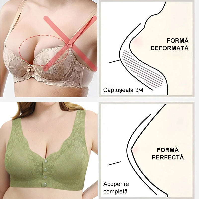 Sutien sexy, respirabil și confortabil cu nasturi de dantelă în dimensiuni mari-8
