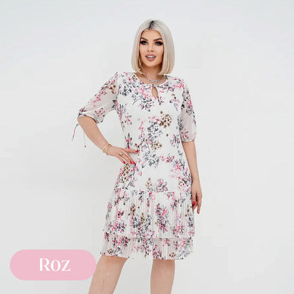 Rochie lungă elegantă cu mânecă scurtă plisată pentru femei-2