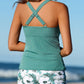 🏝️SET TANKINI DIN DOUĂ PIESE CU INSERȚIE PE BURTĂ