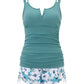 🏝️SET TANKINI DIN DOUĂ PIESE CU INSERȚIE PE BURTĂ