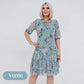 Rochie lungă elegantă cu mânecă scurtă plisată pentru femei-14