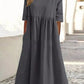 【S-5XL】👗Rochie din bumbac cu decolteu rotund și buzunare-3
