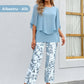 💖Set pantaloni imprimați și top cu gât rotund pentru femei-14