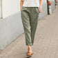 🌷【S-5XL】🥰Pantaloni largi din bumbac și in pentru femei în mărimi mari💖-6