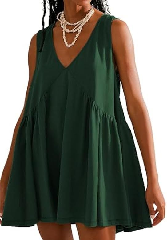 💃 Rochie mini de vară fără mâneci, cu decolteu în V, pentru femei-6