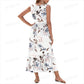 💃Rochie Maxi de Vară pentru Femei, Fără Mâneci, cu Model Floral Soare, Decolteu Pătrat, Casual, Volane, cu Buzunare